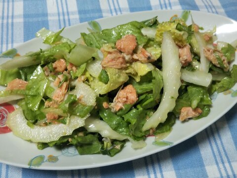 レタスとセロリと鮭中骨缶のマリネ☆